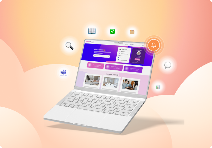 Ordinateur portable et icones d'ilustration