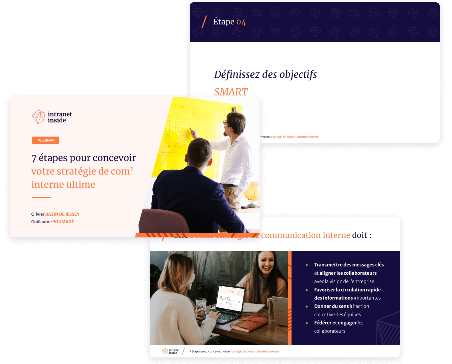 Slides présentées durant le webinar des 7 étapes pour concevoir une bonne stratégie de communication interne