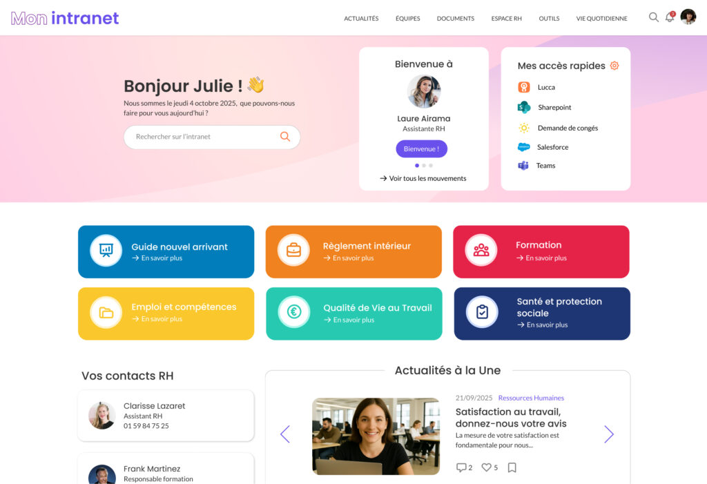 Intranet Inside - exemple d'intranet RH n°2