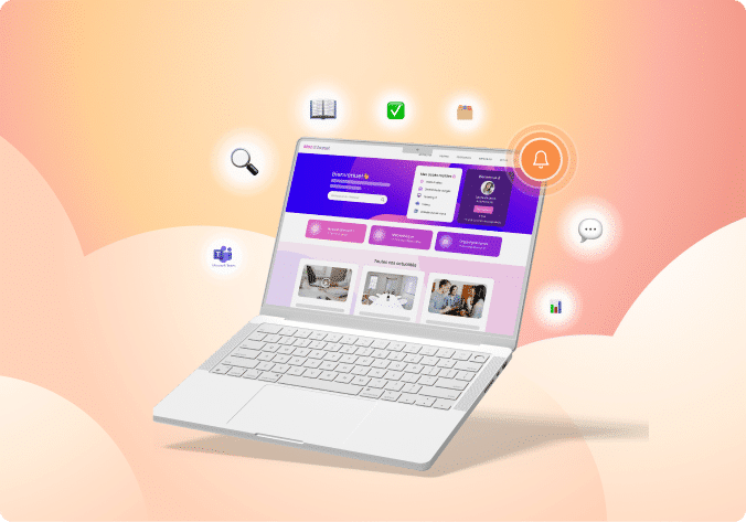 Ordinateur portable et icones d'ilustration